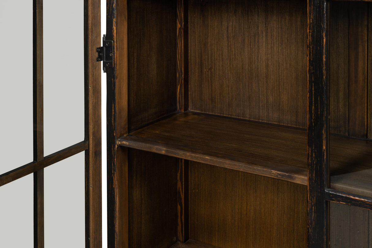 Sarreid Edgar Allan Glass Bookcase Antique Black