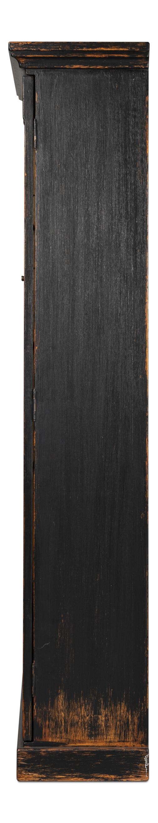 Sarreid Edgar Allan Glass Bookcase Antique Black