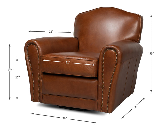 Sarreid Elite French Club Swivel Chair