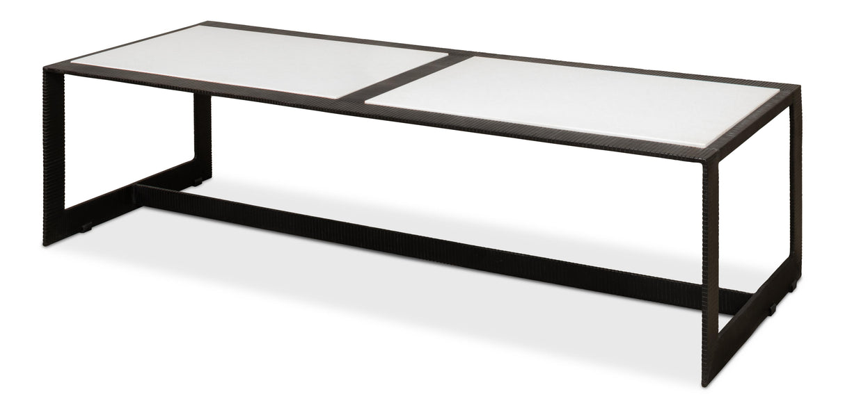 Sarreid Ridged Iron Rectangular Coffee Table
