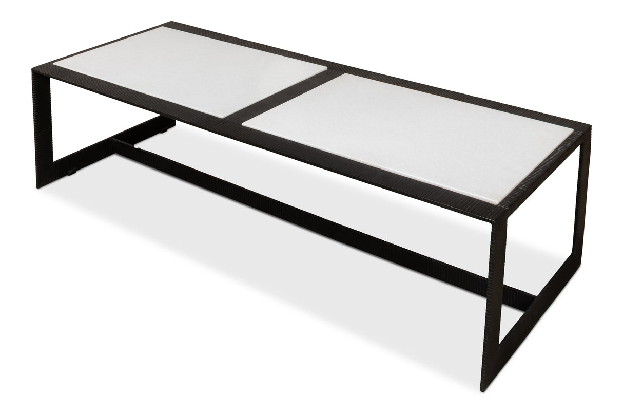 Sarreid Ridged Iron Rectangular Coffee Table
