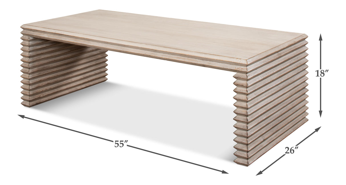 Sarreid Stacked Cocktail Table  Stone Grey