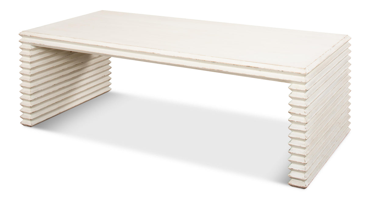 Sarreid Stacked Cocktail Table  Antique White