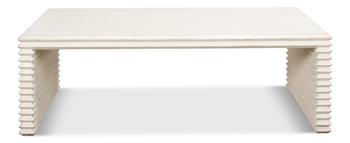 Sarreid Stacked Cocktail Table  Antique White