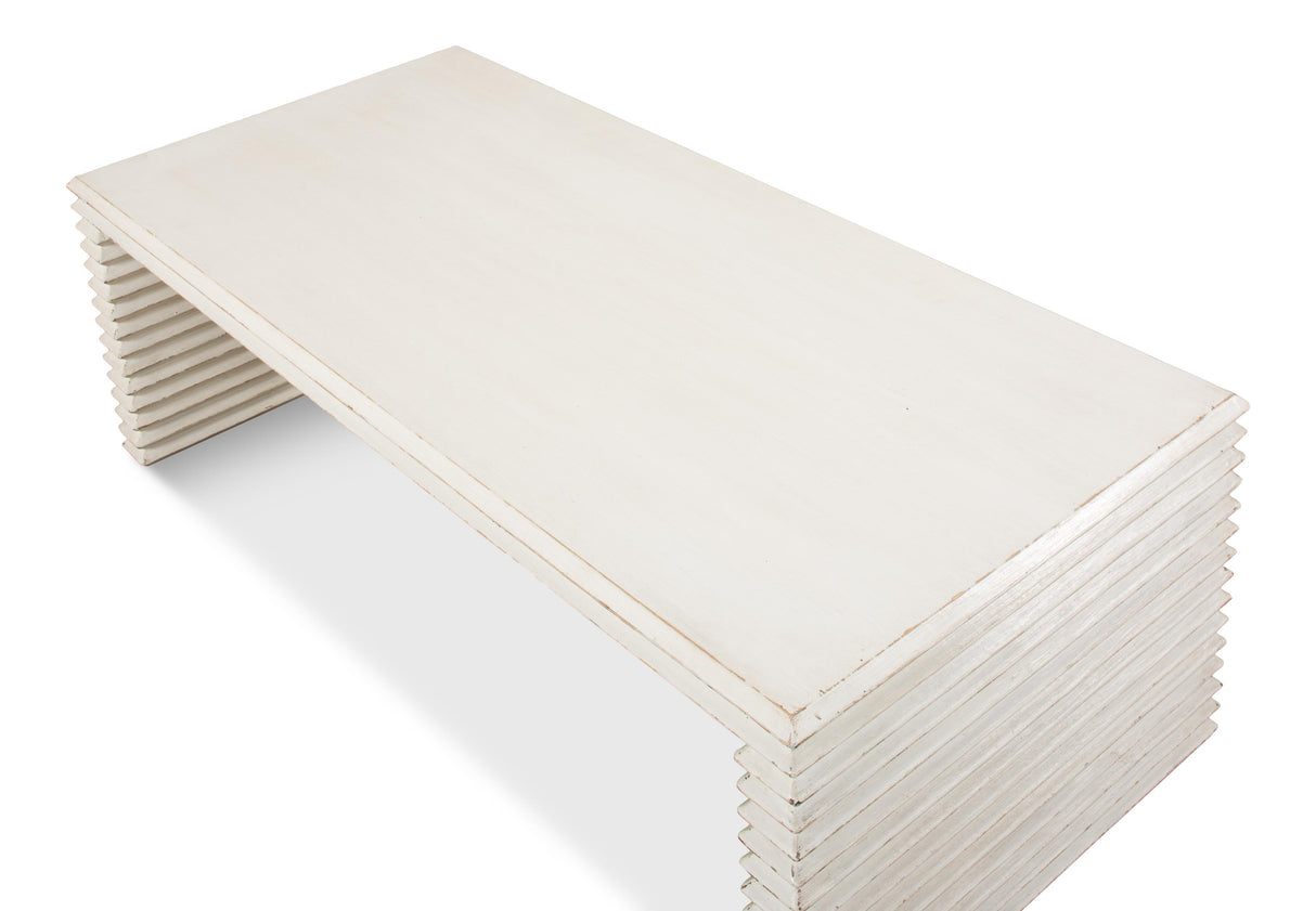 Sarreid Stacked Cocktail Table  Antique White