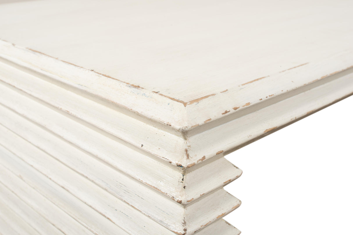 Sarreid Stacked Cocktail Table  Antique White