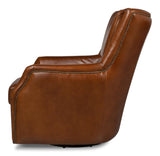 Sarreid Baker Leather Swivel Chair Havana Lthr