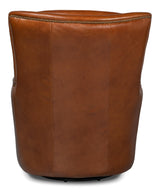 Sarreid Baker Leather Swivel Chair Havana Lthr