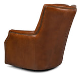 Sarreid Baker Leather Swivel Chair Havana Lthr