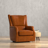 Sarreid Baker Leather Swivel Chair Havana Lthr