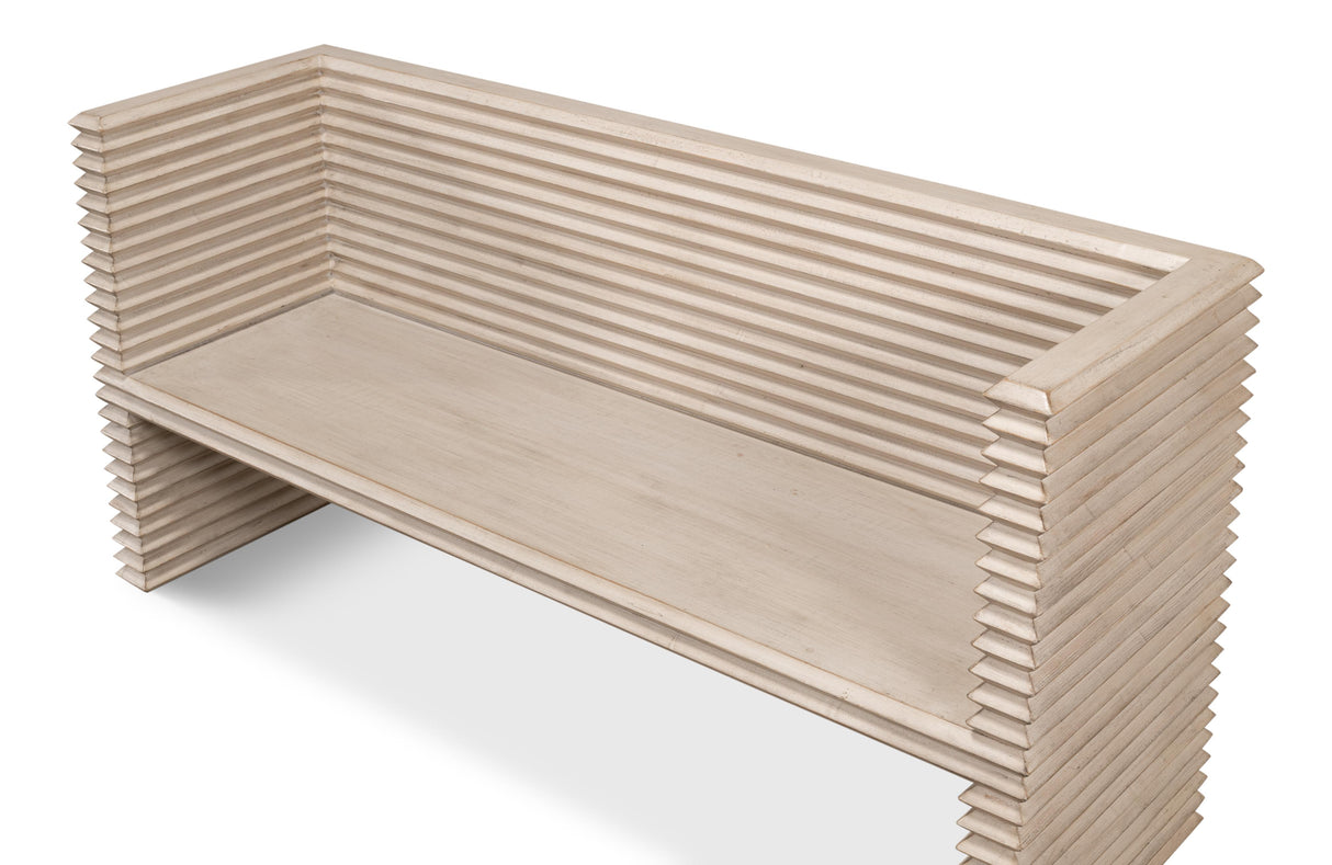 Sarreid Stacked Bench  Stone Grey