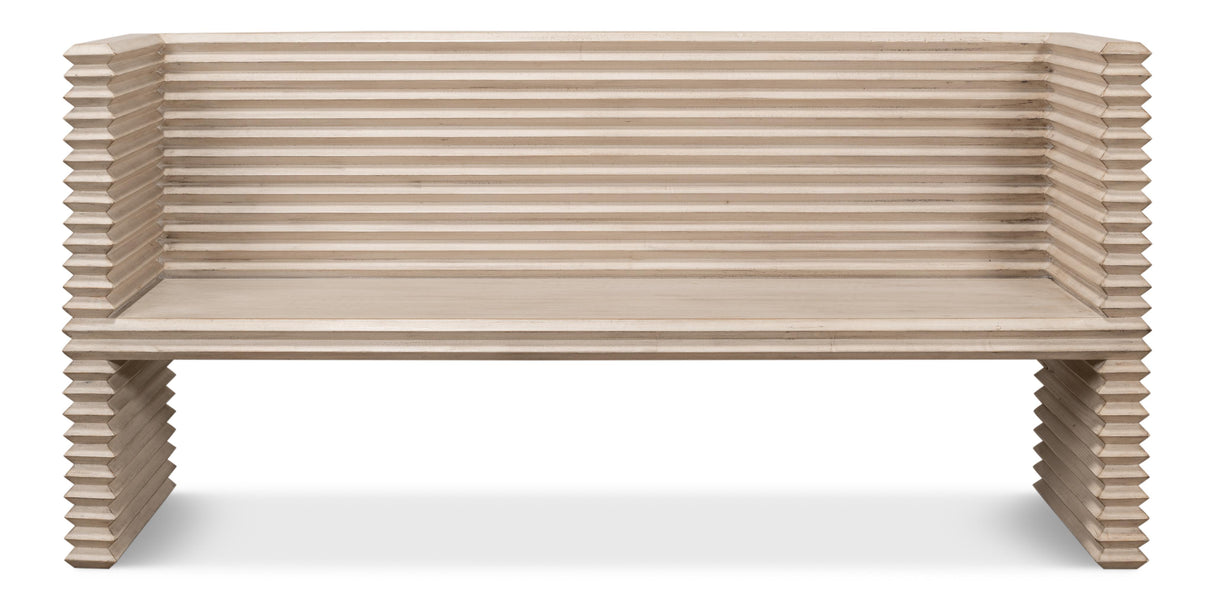 Sarreid Stacked Bench  Stone Grey