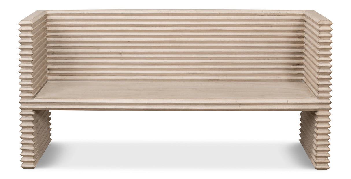 Sarreid Stacked Bench  Stone Grey