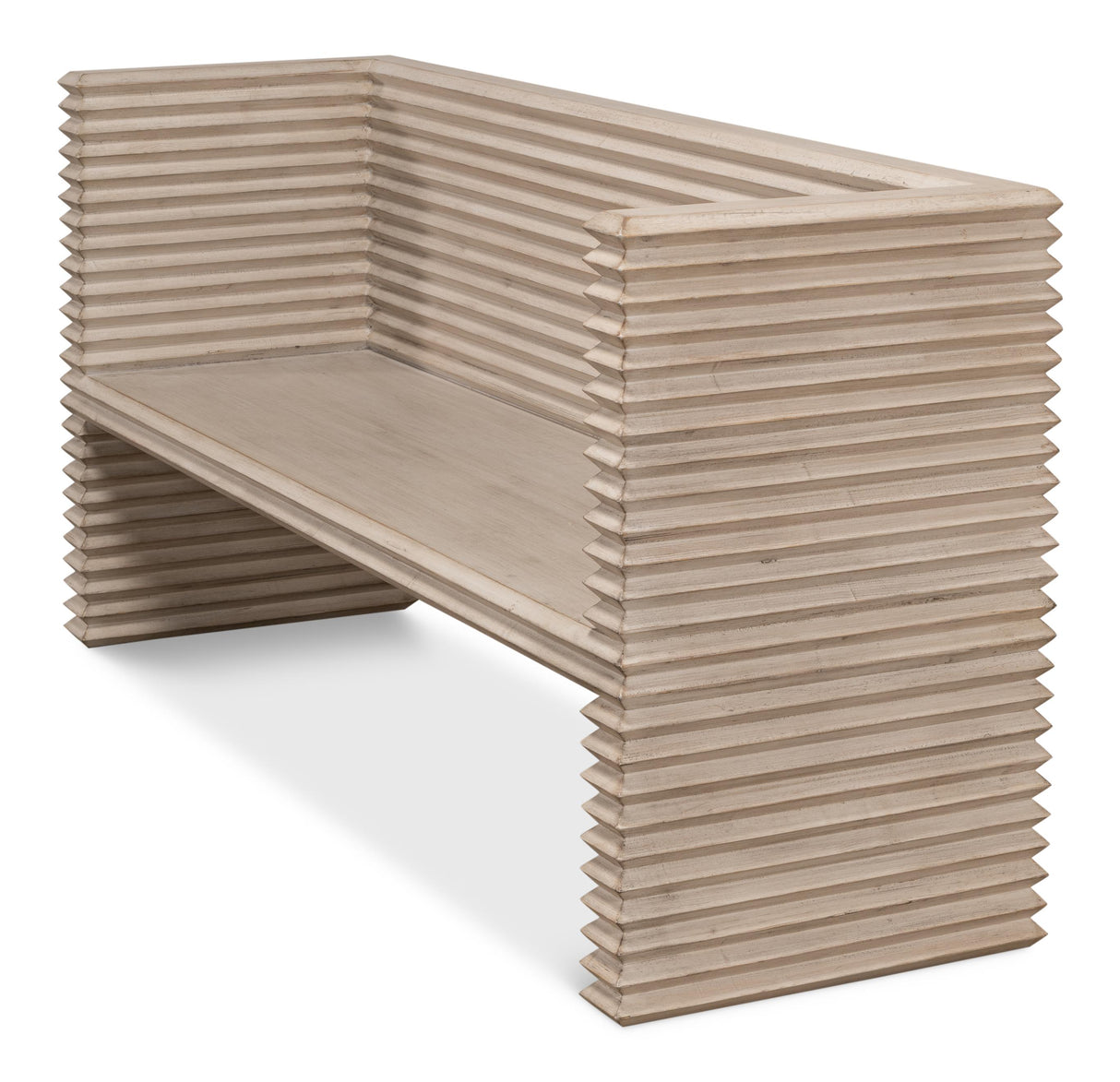 Sarreid Stacked Bench  Stone Grey