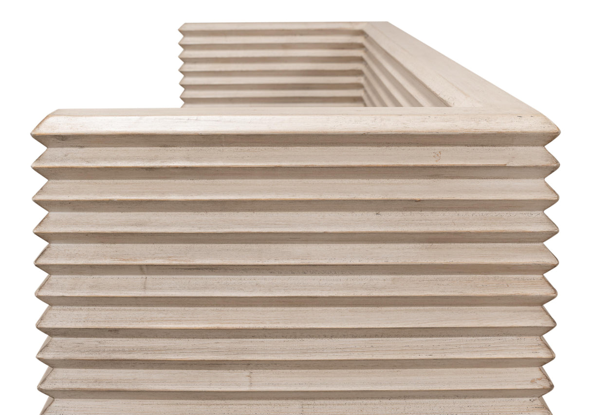 Sarreid Stacked Bench  Stone Grey