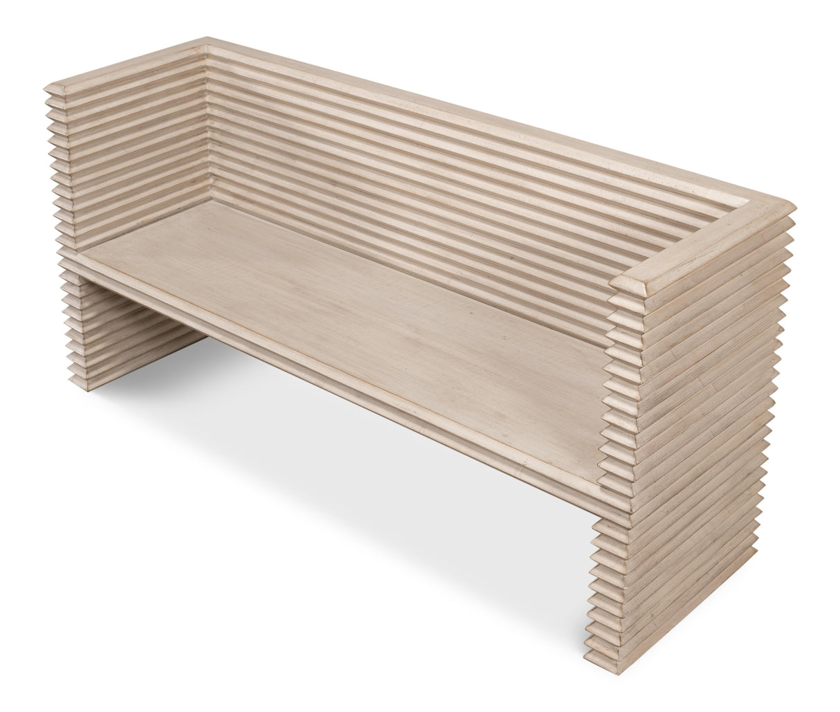 Sarreid Stacked Bench  Stone Grey