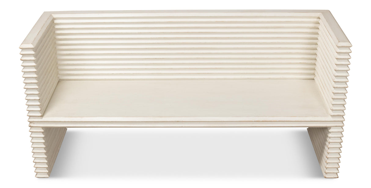 Sarreid Stacked Bench  Antique White