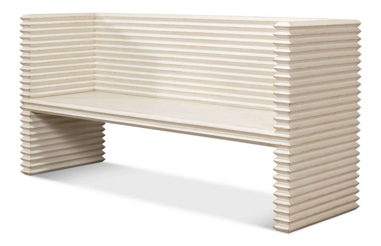 Sarreid Stacked Bench  Antique White