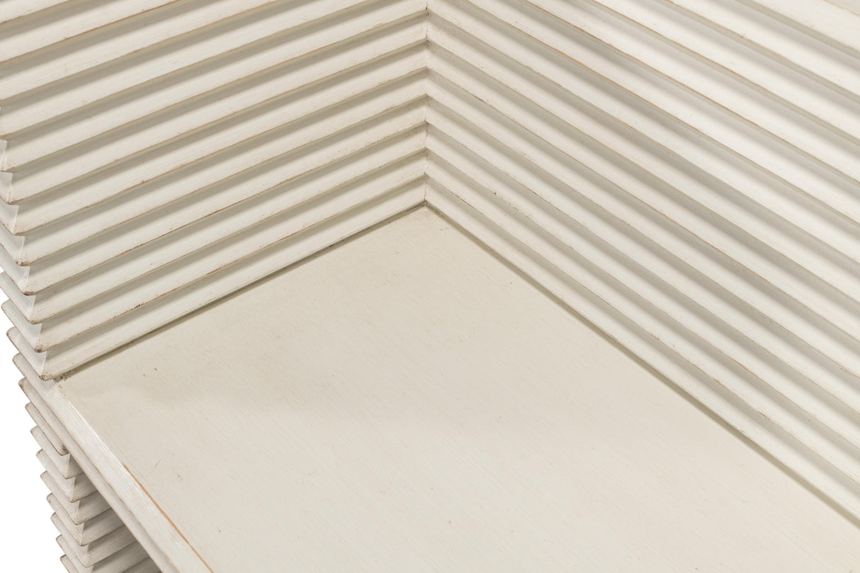 Sarreid Stacked Bench  Antique White