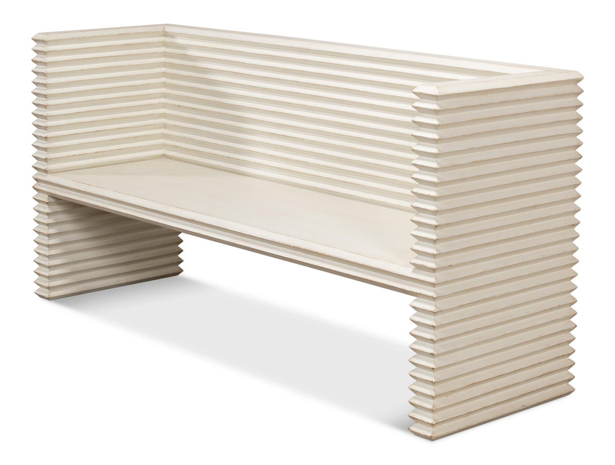 Sarreid Stacked Bench  Antique White