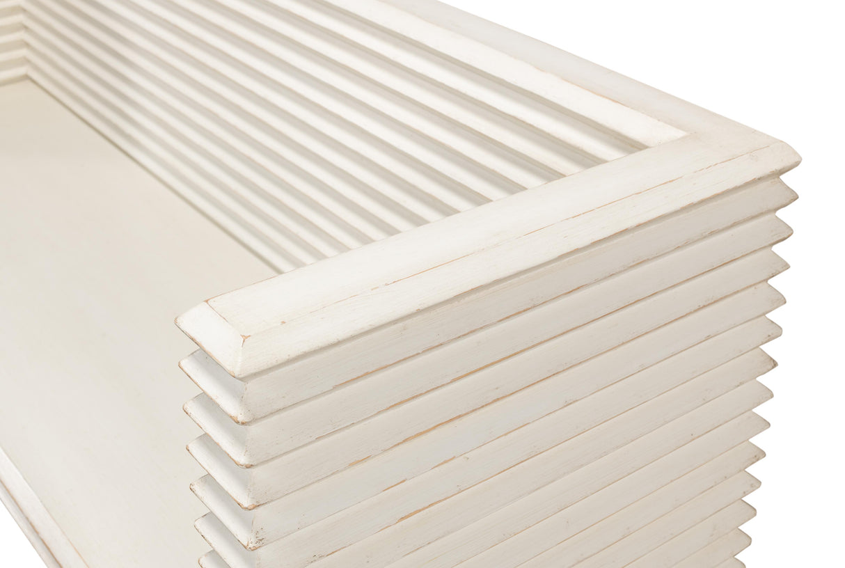 Sarreid Stacked Bench  Antique White