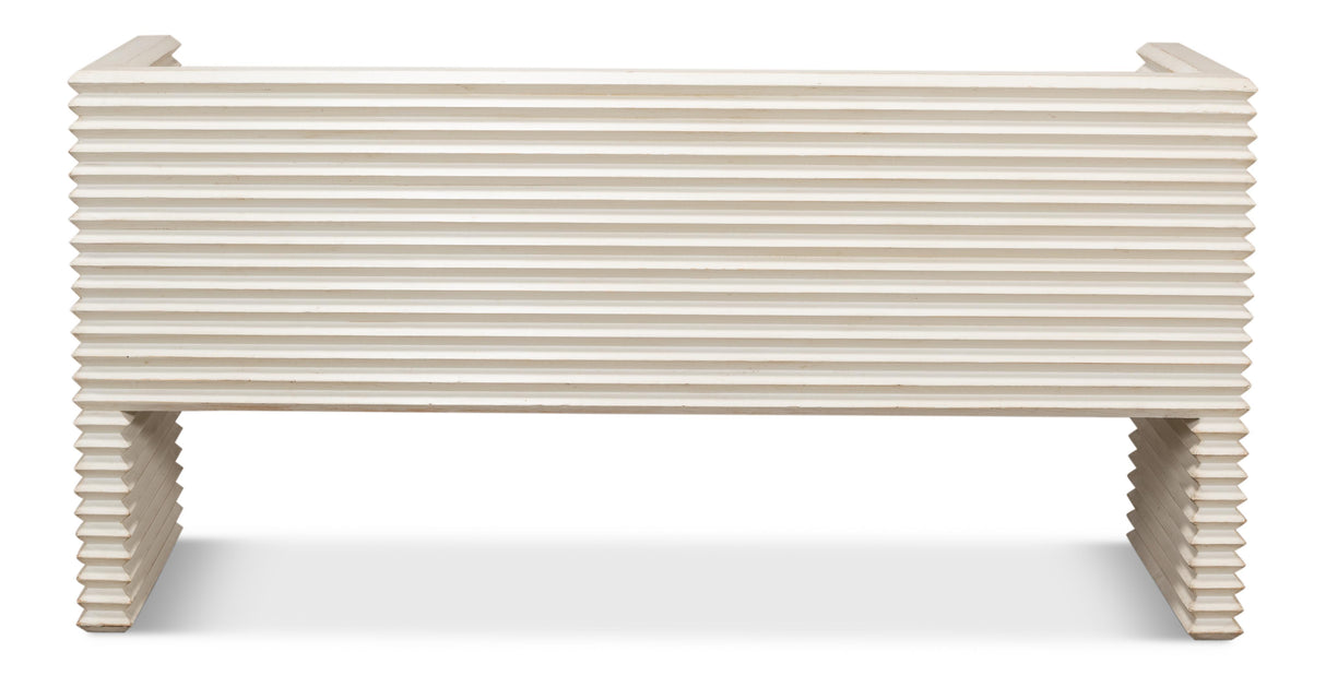 Sarreid Stacked Bench  Antique White