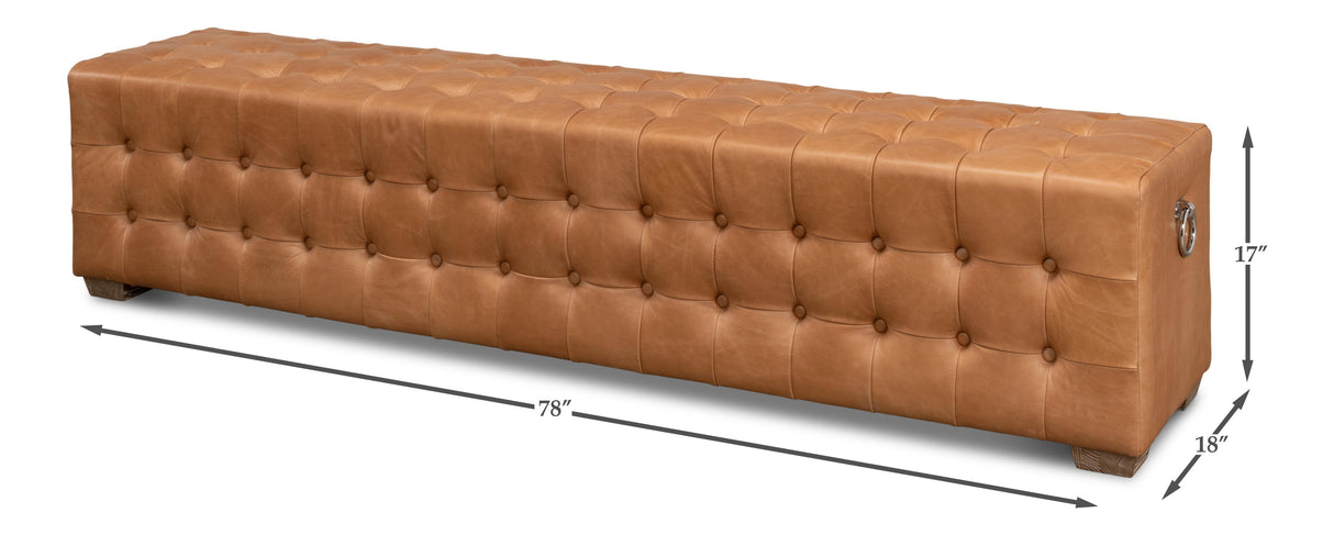 Sarreid Beam Bench Tufted Leather