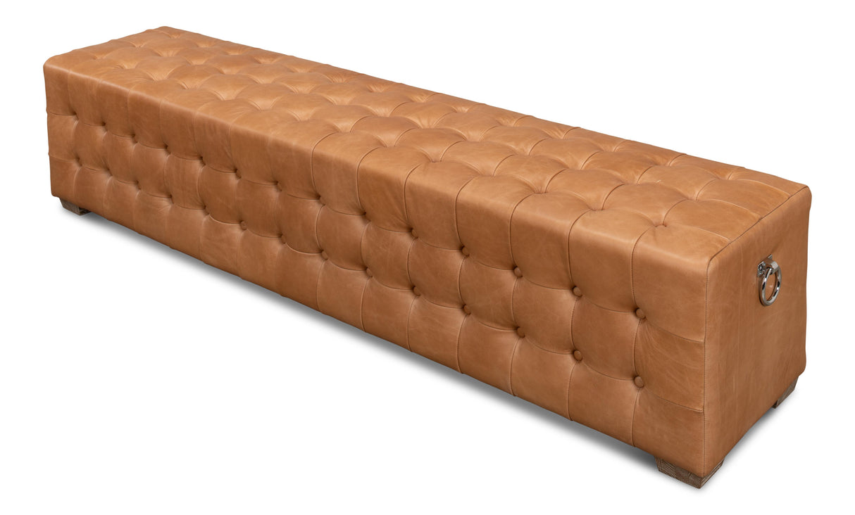 Sarreid Beam Bench Tufted Leather