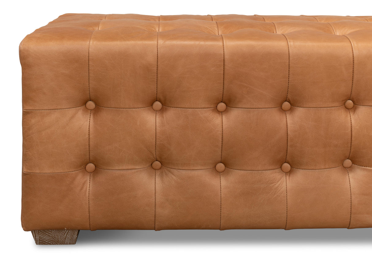 Sarreid Beam Bench Tufted Leather