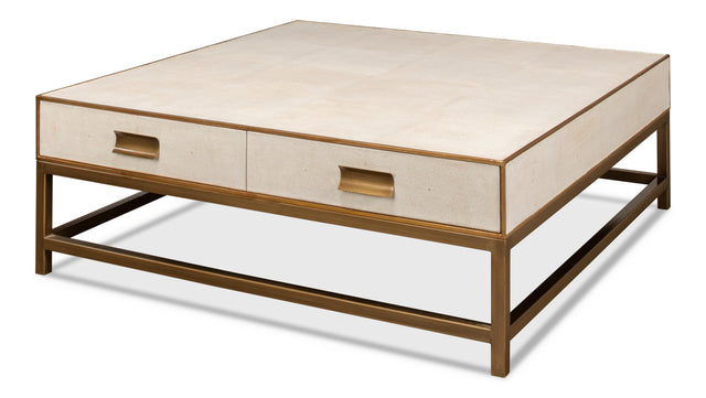 Sarreid Gideon Shagreen Sq.Coffee Table  White