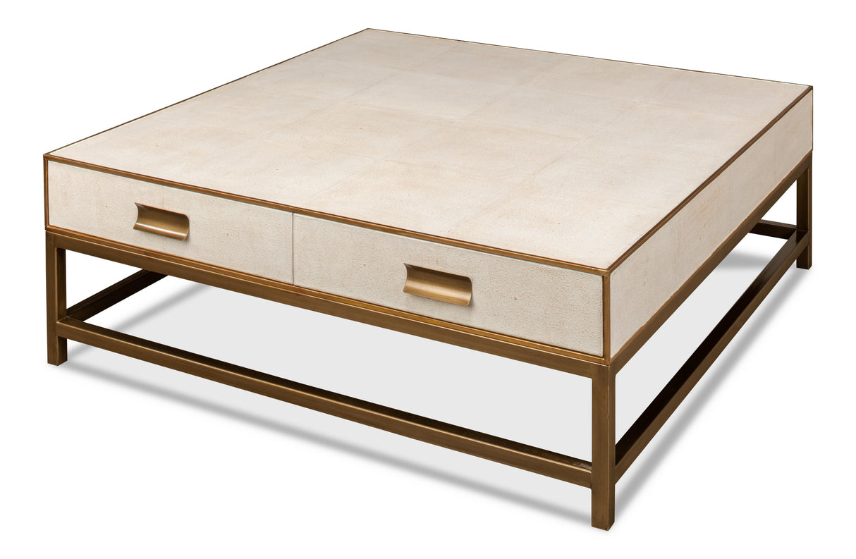 Sarreid Gideon Shagreen Sq.Coffee Table  White
