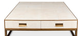 Sarreid Gideon Shagreen Sq.Coffee Table  White