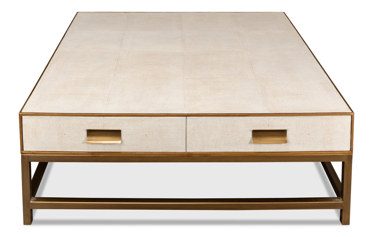 Sarreid Gideon Shagreen Sq.Coffee Table  White