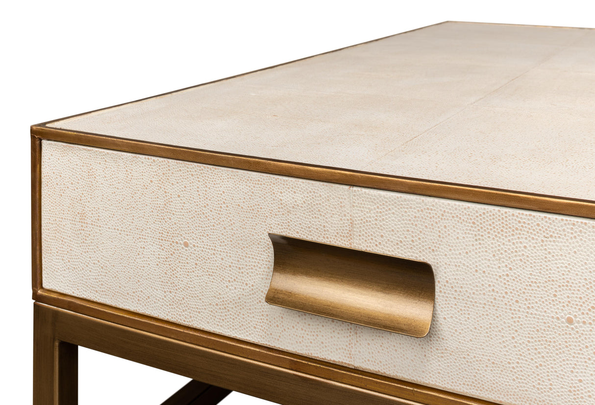 Sarreid Gideon Shagreen Sq.Coffee Table  White