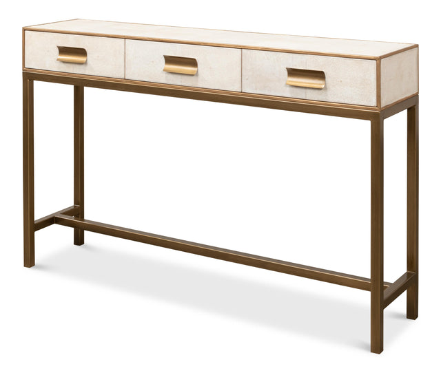 Sarreid Gideon Shagreen Console  Osprey White
