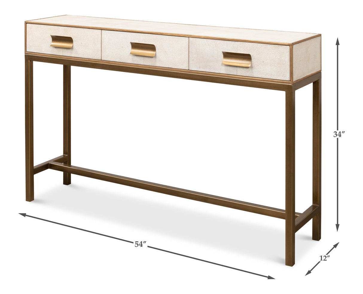 Sarreid Gideon Shagreen Console  Osprey White