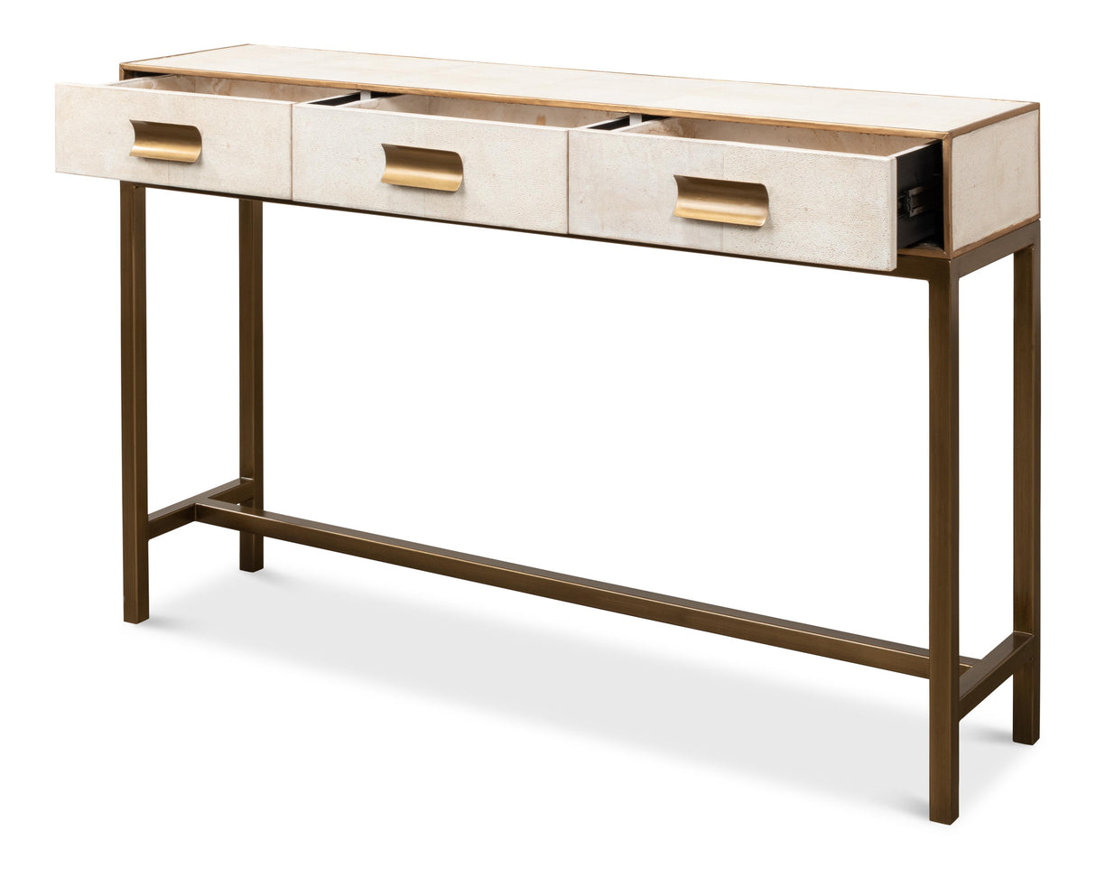 Sarreid Gideon Shagreen Console  Osprey White