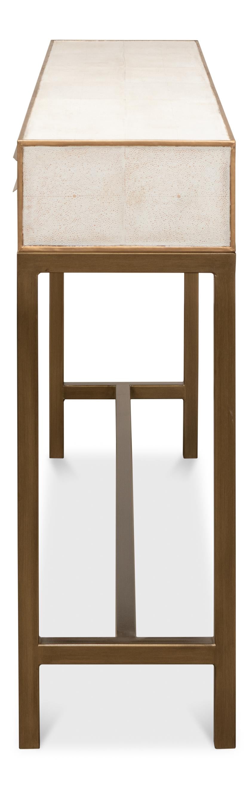 Sarreid Gideon Shagreen Console  Osprey White