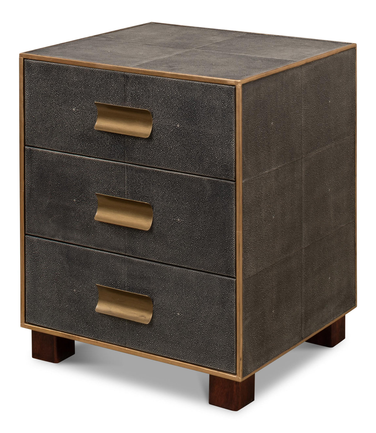 Sarreid Gideon Shagreen 3 Drawer Side Table  Gry