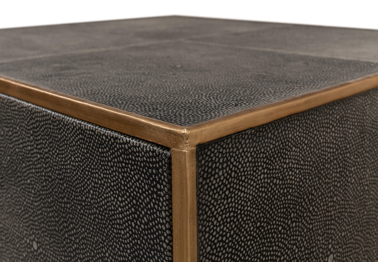 Sarreid Gideon Shagreen 3 Drawer Side Table  Gry
