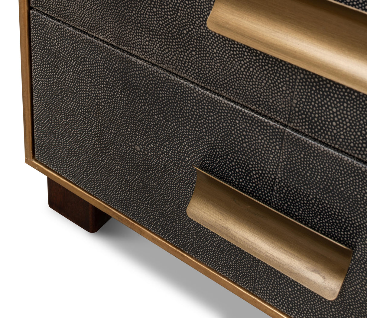 Sarreid Gideon Shagreen 3 Drawer Side Table  Gry