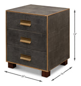 Sarreid Gideon Shagreen 3 Drawer Side Table  Gry