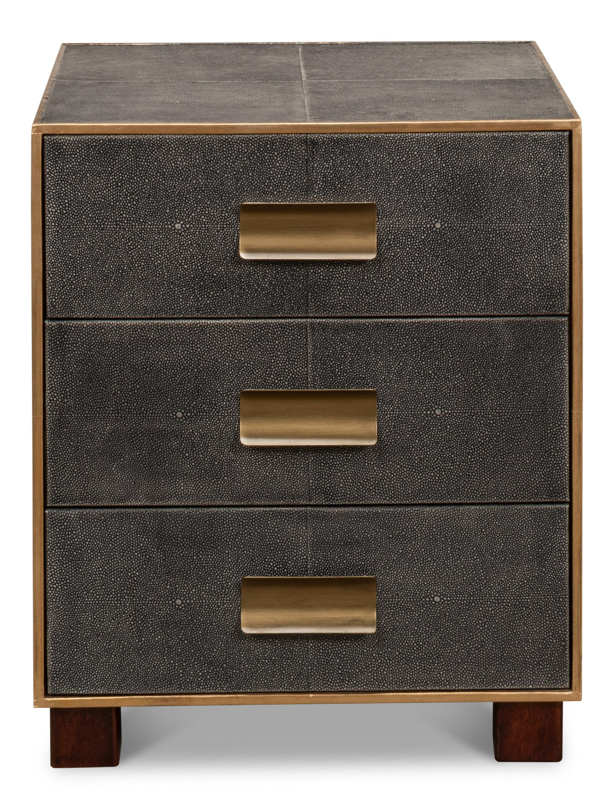 Sarreid Gideon Shagreen 3 Drawer Side Table  Gry