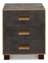 Sarreid Gideon Shagreen 3 Drawer Side Table  Gry