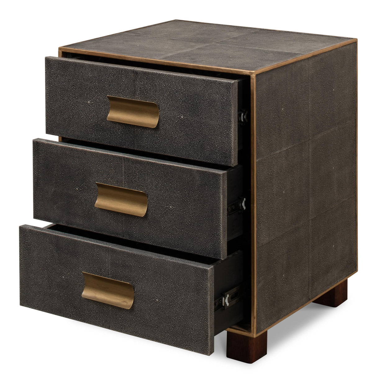 Sarreid Gideon Shagreen 3 Drawer Side Table  Gry