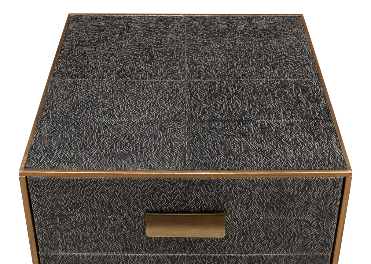 Sarreid Gideon Shagreen 3 Drawer Side Table  Gry