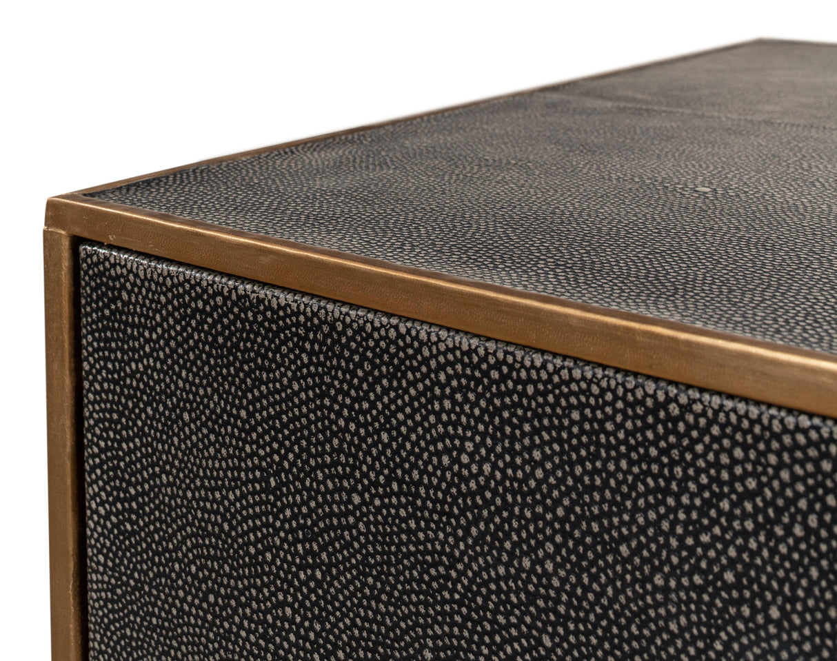 Sarreid Gideon Shagreen 3 Drawer Side Table  Gry