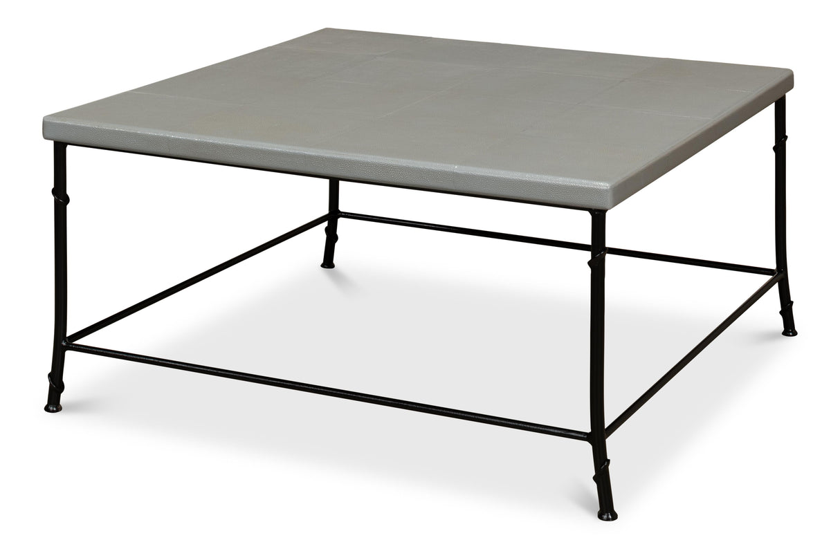 Sarreid Shagreen Square Coffee Table  Storm Grey