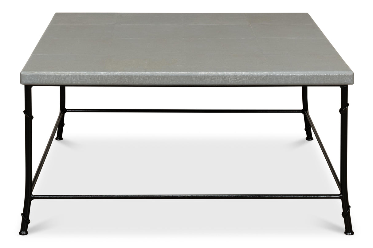 Sarreid Shagreen Square Coffee Table  Storm Grey