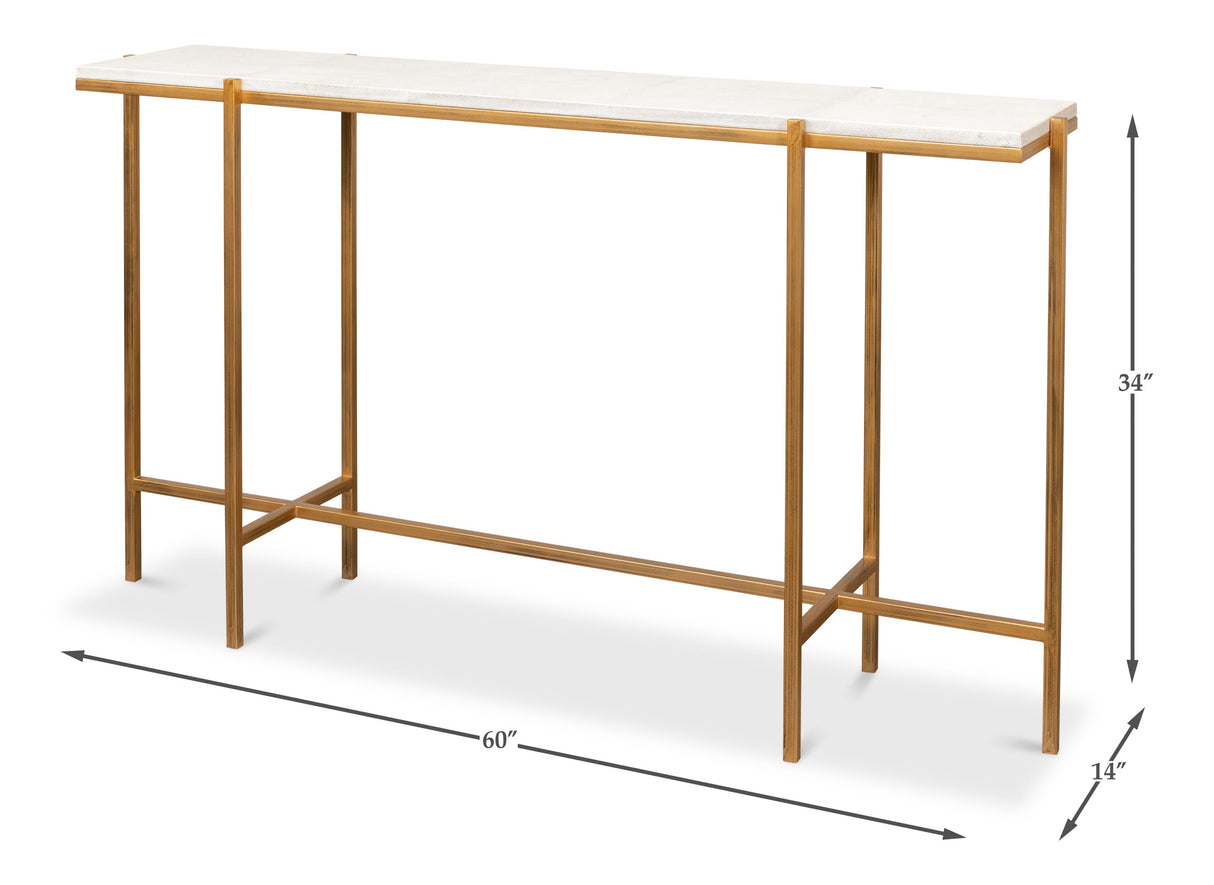 Sarreid Shagreen Console Table  Osprey White